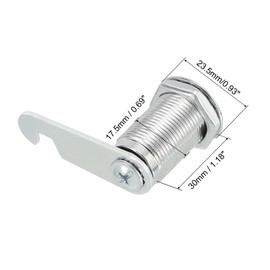 uxcell Cabinet Drawer Cam Lock, 1-1/8" Cylinder Length Fits Up to 7/8" Thickness Panel, Keyed Alike Zinc Alloy Secure File Drawer Toolbox Mailbox 3Pcs