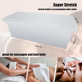 White Lash Bed Cover Wipeable PU Leather Massage Table Cover Waterproof and High Elasticity Spa Bed Cover ，Protective Cover for Eyelash Extension Bed/Salon Massage Bed（6FT，Top pocket design）