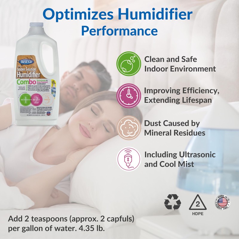 Bacteriostatic Humidifier Water Treatment– Extend Filter Life Eliminate Odors &