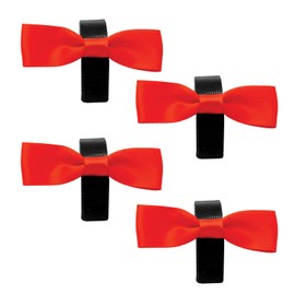Equetech Red Horse Bridle Warning Ribbons, Set of 4, Competition Bow Ribbons with Black Straps (Red)
