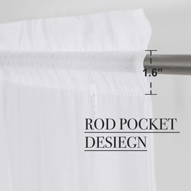 NICETOWN White Sheer Curtains 63 inch Length for Bedroom, Rod Pocket Translucent Voile Sheer Airy & Breathable Curtain Panels for Flat/Apartment, 2 Pieces, 60" W