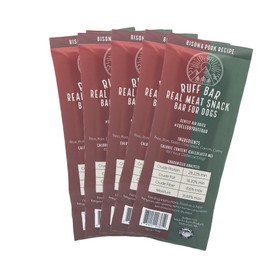 RUFF BAR Bison & Pork Dog Treat - Real Meat Snack Bars - Natural, Grass Fed, Hormone & Antibiotic Free Snack Bars for Active Dogs with Dates, Chia Seeds, Carrots & Celery - 1.5oz - 5 Packs