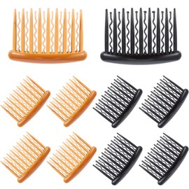 Gejoy 12 Pieces Plastic Teeth Hair Combs Tortoise Side Comb Hair Accessories(Black, Dark Brown)