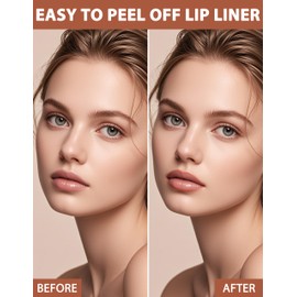 Jutqut Lip Liner Stain Peel Off, Peel Off Lip Tint with Natural Finish, Long Lasting, Waterproof, Smudge-proof, Transfer-Proof, Highly Pigmented Color, Easy to Use #01Nude Pink