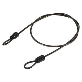 TA-VIGOR 1Pcs Security Steel Cable, 2.5mm x 1.5m / 4.92ft Coated Safety Wire Rope with Double Loop, Flexible Security Cable Lock for Bike, Luggage, Travel and Outdoor Use, Black