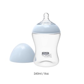 MUM TO MUM Anti Colic Baby Bottles 8oz with M Flow Rate Nipples for 3-6 Months, 4 Pack, MM104A