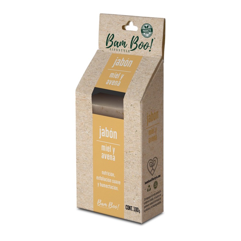 5 Pack Jabón Artesanal Natural Miel Avena 100 G Bam