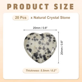 PATIKIL 20 Pcs Natural Heart Shaped Crystal Stone, 1 Inch Mini Polished Love Gemstone Crystal, Pocket Rock Engraved Worry Stones for Women Gifts Meditation, Spotted Black