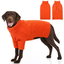 SUNFURA Dog Sweater Large Size Dogs, XL Dog Sweaters for Winter, Extra Large Breeds Girl Boy Pullover, Pet Knitted Knitwear Fall Sweatshirt for Pitbull, Labrador Retriever, Orange X-Large