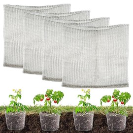 4 Stück Wurzelschutz aus Edelstahl, 24 x 7cm Wurzelschutz-Netzbeutel,Wühlmauskorb,Edelstahl Gartenpflanzen-Netzbeutel,Gopher und Wühlmaus-Drahtkörbe,für Pflanzen, Beeren, Gemüse, Wurzelschutz, Silber
