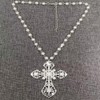 Gothic Punk Cross Pendant Necklace Pearl Rhinestone Clavicle Chain Necklace