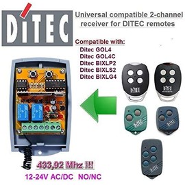 2 Channel 433.92 MHZ 2 CHANNEL DITEC GOL4/GOL4 °C BIXLP2, BIXLS2/BIXLG4 Radio Receiver 12/24 Vac/Vdc, Com/N.O