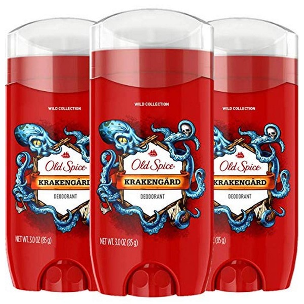 Old Spice Deodorant for Men, Krakengard Scent, Wild Collection, 3 oz, Pack of 3