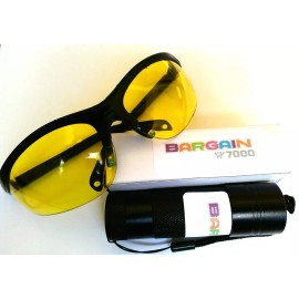 Bargain 7000 UV Flashlight Urine & Yellow Glasses Pet Accident Finder Dog Cat Rodent Scorpion