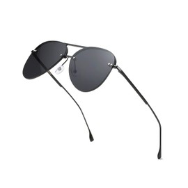 Vanolu Retro Rimless Women Aviator Sunglasses Classic Lady Oversized Sun Glasses black Gradient Mirrored Lens Bold Shades