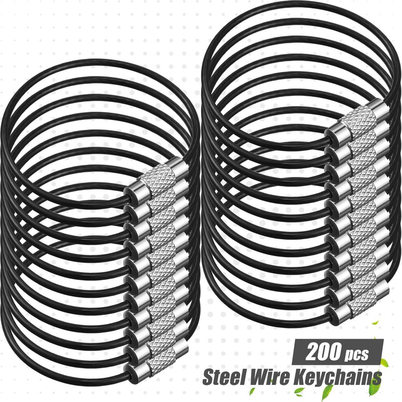 Tuanse 200 Pcs Wire Keychain Cable Stainless Steel Wire Ring