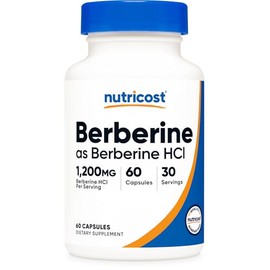 Nutricost Berberina HCl 1200 mg por Porcion - 600 mg por Cápsula - 60 cápsulas Vegetarianas - Sin Gluten y Sin OGM - 30 Ser