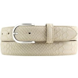 BELTINGER Children's belt with python embossing, 3 cm, leather belt for girls, 30 mm, snake look, narrow snake pattern, Mist, silver.