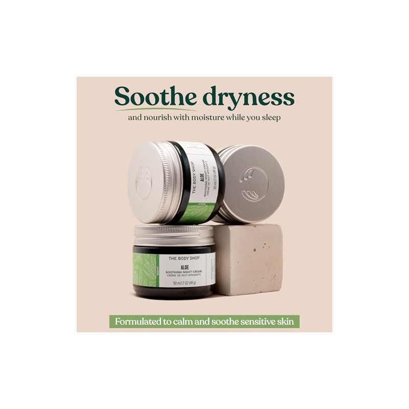 Crema de noche con aloe vera para pieles sensibles, vegana,