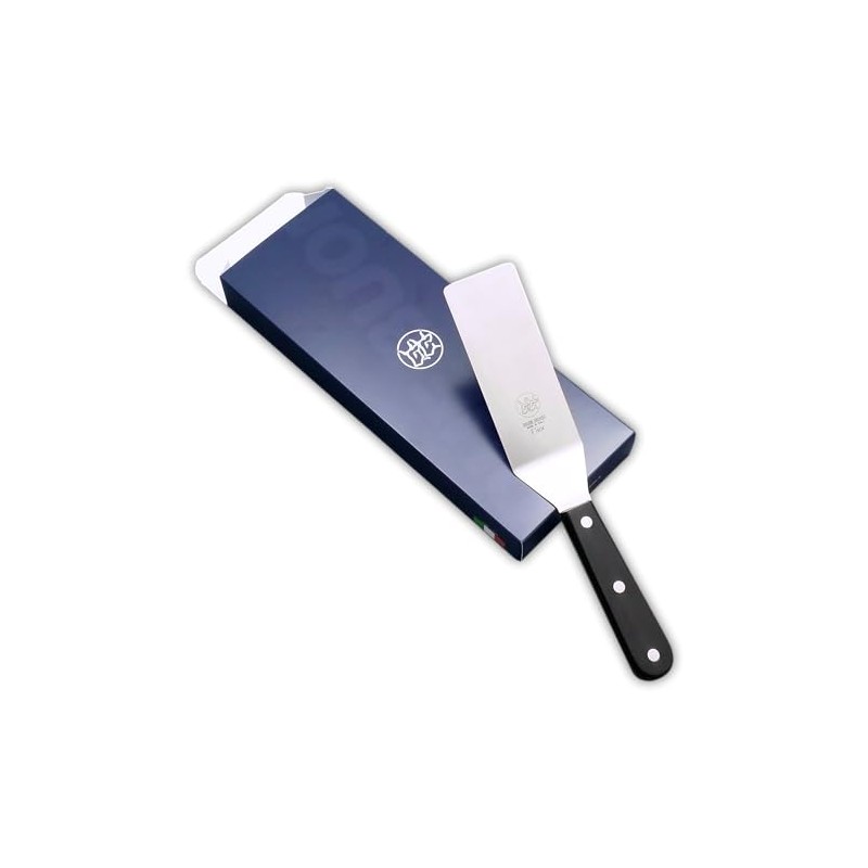 Slim Flexible Stainless Steel Spatula with Tecnopolymer Handle, Black, Triple