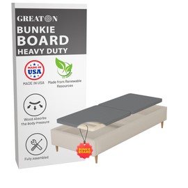 Greaton 1.5" Split Wood Bunkie Board Twin Size Bed - 2-Piece Under Mattress Support Board, Fully Assembled, Fabric Ventilation Cover - Replaces Wooden Slats or Box Spring for Loft, Bunk Beds & Daybeds