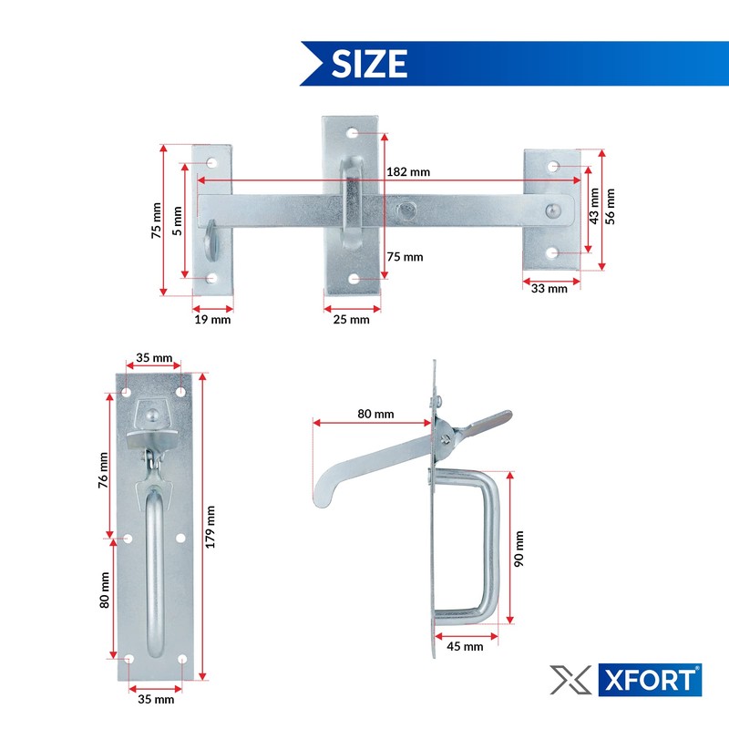 XFORT® Zinc Suffolk Gate Latch, Garden Gate & Garden Door