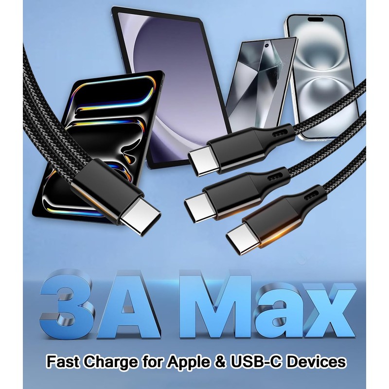 AKWOR USB C Splitter Charging Cable for Multiple Devices, 60W