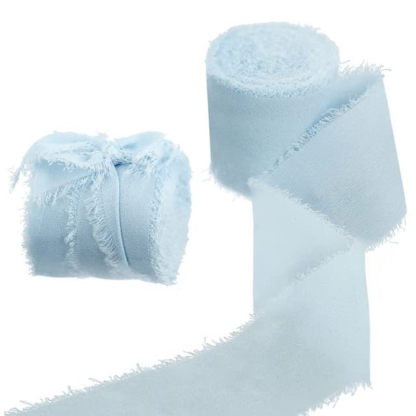 Handmade Silk Ribbon 4 Rolls 1.5" x 5Yd Chiffon Fringe