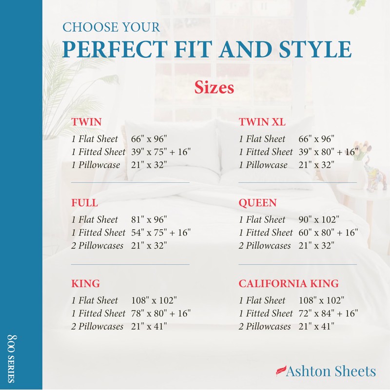 Ashton Sheets 100% Egyptian Cotton Sheets Queen Size Bed Set