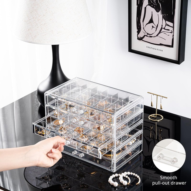 ProCase Acrylic Earrings Holder Organizer Box, Large Clear Earring Jewelry