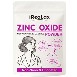 iReaLax Zinc Oxide Powder | 250g(8.82oz) Non Nano Uncoated Zinc Oxide Powder for Skin Protection, Skin Healing, Cosmetics Grade for DIY Sunscreen | lotions | Creams | serums | Deodorant