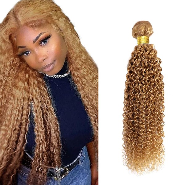 24 Inch Color #27 Bundles Honey Blonde Kinky Curly Human