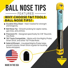 T&T Tools Standard Replacement Tips for 3/8" Soil Probe Rods - Compatible with Smart Stick & Mighty Probe - Ideal for Locating, Plumbing, Landscaping & Gardening Tools - Durable Metal Rod Tips, 6-Pack