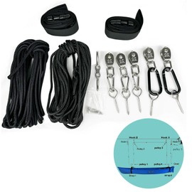 Heavy Rope Hoist Stainless Steel Pulley System with Storage Straps for Kayak Hanger Cargo Ceiling Storage Overhead Storage Watercraft Garage Storage Kayak Wall Hanging Sling Rope Tightening System
