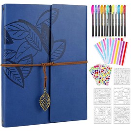 ZEEYUAN Leaf Photo Album Scrapbook Black Pages DIY Leather Memory Book Scrapbook Set as Gifts for Girlfriend Boyfriend Partner