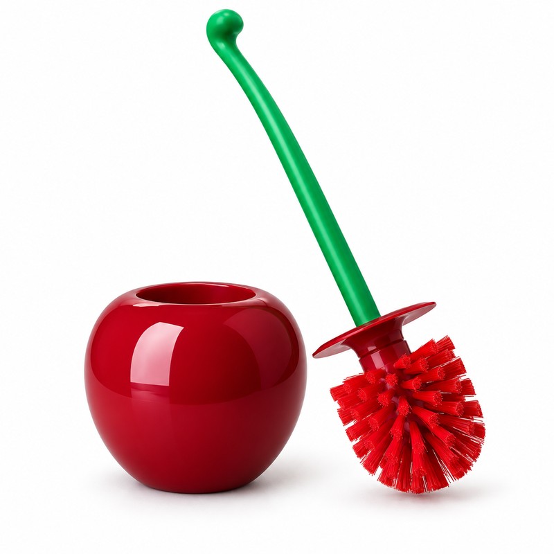 2 Pack Cherry Shaped Toilet Brush and Holder Sets, Novelty