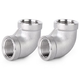 ERGAOBOY Pack of 2 304 Stainless Steel 90 Degree Angle Connectors, 1/2" x 1/2" BSP Pipe Fittings with Female Thread