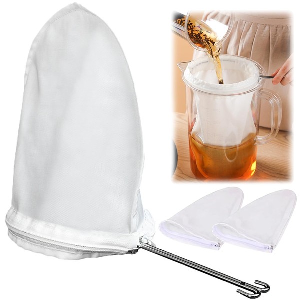 3pcs Reusable Nut Milk Bags with 1 Frame Handle, Ultra