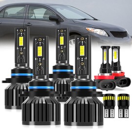 AYGZRUB For 2009-2016 Toyota Corolla light Bulbs, 9005 High Beam 9006 Low Beam H11 Fog Light License Plate Lights Combo, 8PCS
