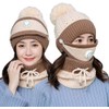 3pcs/Set Fashion Women Winter Knitted Hat Thickened Woolen Cap with
