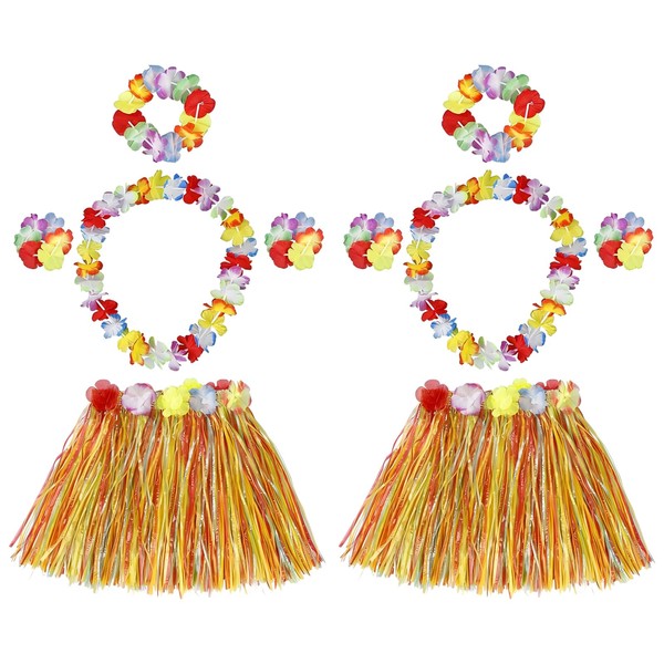 Satiskid Pack of 10 Hawaiian Skirt, Hula Party Raffia Skirt