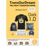 TransOurDream Heat Transfer Paper for Dark T Shirts (100 Sheets, 8.5x11", Dark 1.0) Iron on Transfers Paper for Inkjet Printer Printable Heat Transfer Vinyl for Dark Fabrics