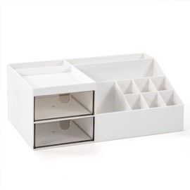 Make Up Organiser Multifunctional Cosmetic Organiser Storage Desk Organiser with Drawers Cosmetic Storage Box for Chest of Drawers Bedroom Bathroom White