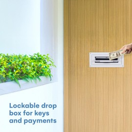 flybold Through-the-Door Locking Key Drop Box Heavy Duty Rainproof Door Mail Slot Drop Boxes for Business with Tubular Lock Keys Baffle Prevents Money Fishing Dropbox Slots for Doors Keys Rent Deposit
