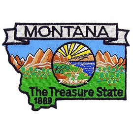 Montana State Shaped Map Embroidered Patch, with Iron-On Adhesive