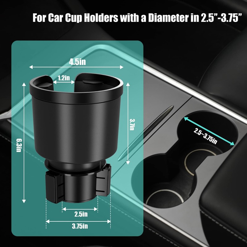 Upgraded Universal Car Cup Holder Expander for 3.4"-4" Bottles -