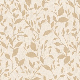 SUSSEXHOME Rolyef–Kaemplex Leaves Texture Non-Woven Strippable,Removable, Light Resistance & Cleanable Roll Wallpaper (Covers 59.2 sq. ft.)-Light Brown