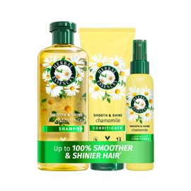 Herbal Essences Chamomile Shampoo & Conditioner Set, Leave In Treatment | Smooth & Shine Bundle: Shampoo 350ml + Conditioner 250ml + Lightweight Leave-In Conditioner All In One 145ml