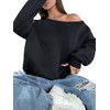 Remidoo Womens Off Shoulder Sweatshirt Drop Shoulder Oversized Long Sleeve