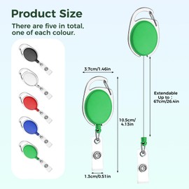 5 Pack Retractable Badge Reels, Retractable Keyring for Badge Holder 65 cm Nylon Rop Reel Clips Extendable Key Chain Extendable Keys Chain with Key Belt for Keys Ring ID Card Badge Holder